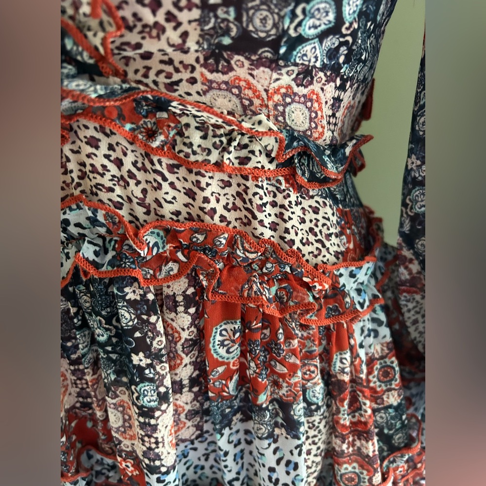 NWT Olivaceous Patchwork Open Back Minidress Smal… - image 5